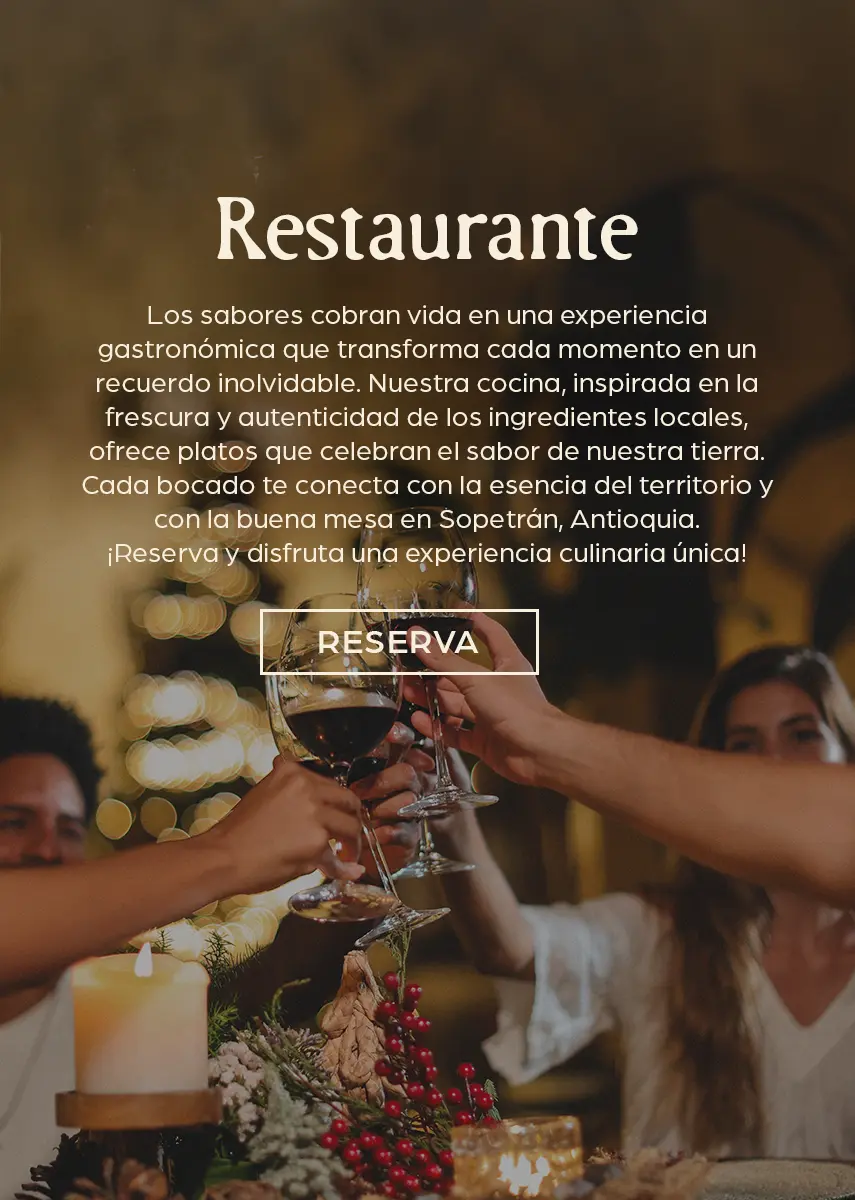 Restaurante hotel boutique Sopetrán, gastronomía Casa Candela